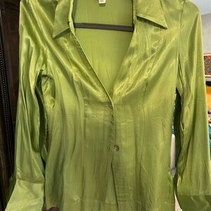 H&M Lime Satin Blouse